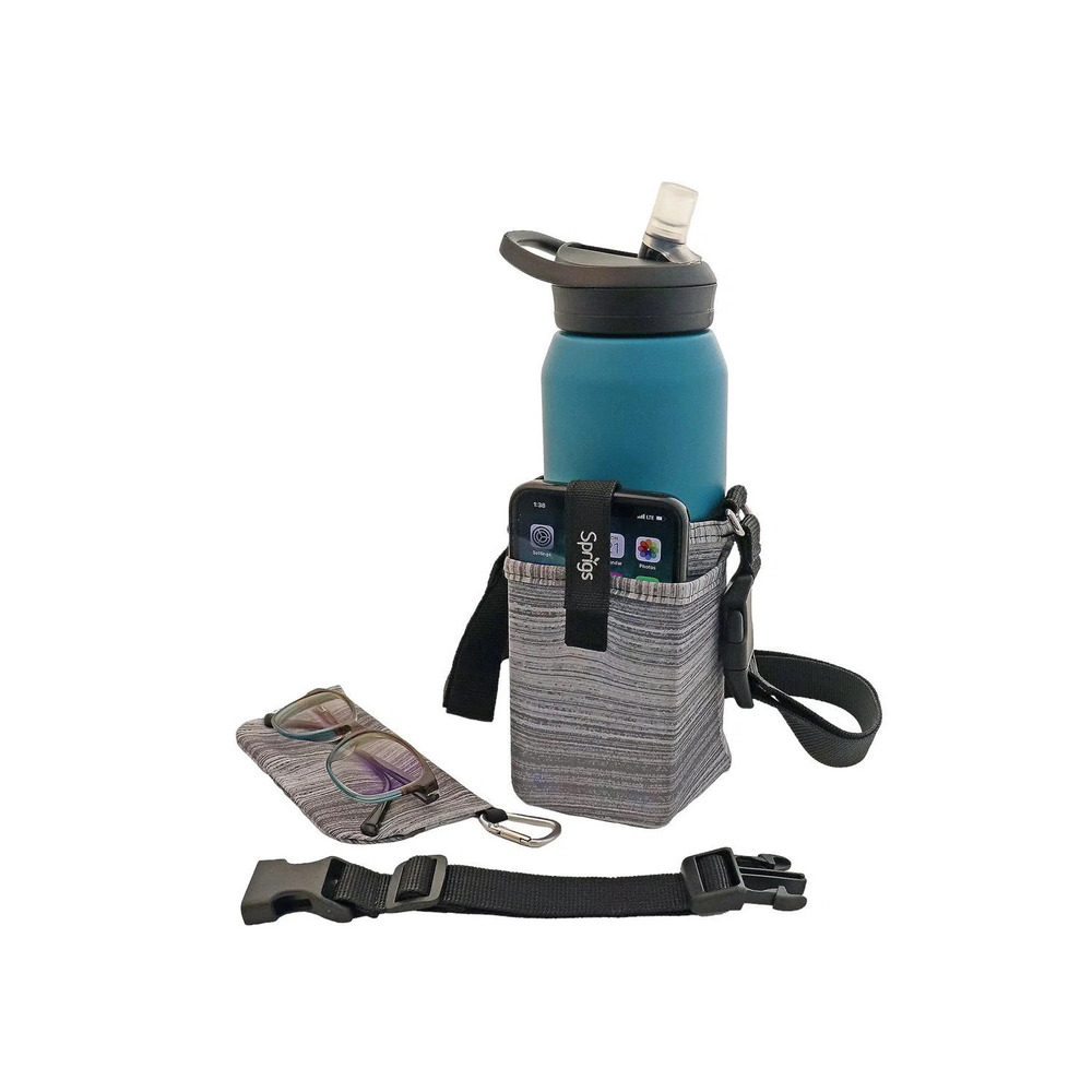 Sprigs Convertible Crossbody Water Bottle Holder Grey Space